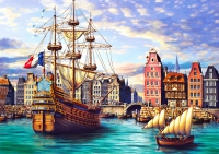 Houten Legpuzzel Old Ships in Harbour 505 pcs