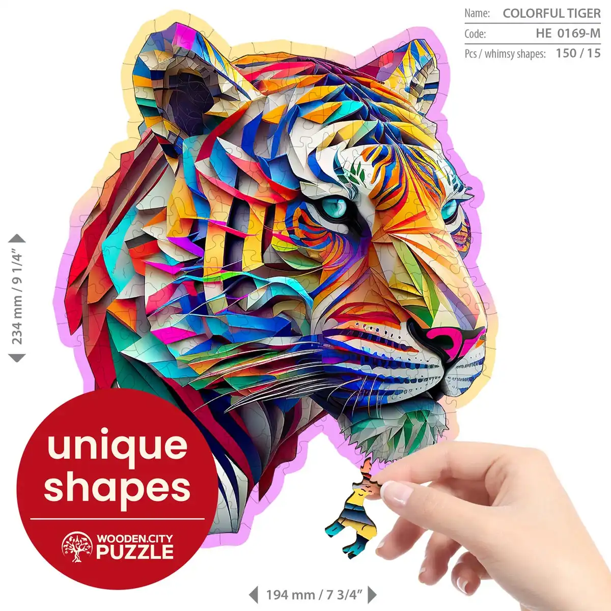 Houten Legpuzzel Colorful Tiger 150 pcs