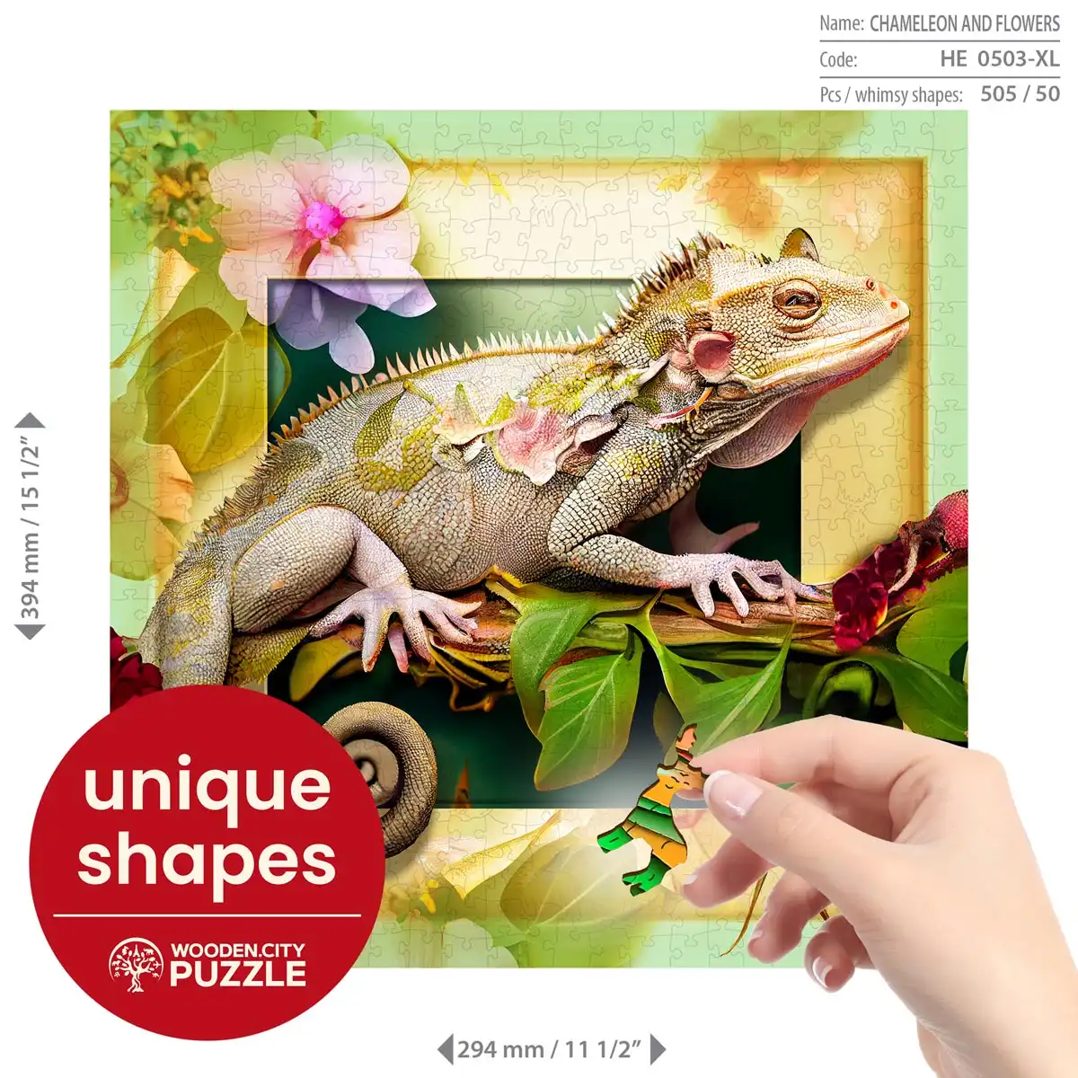 Houten Legpuzzel NEW Chameleon and Flowers 505 pcs