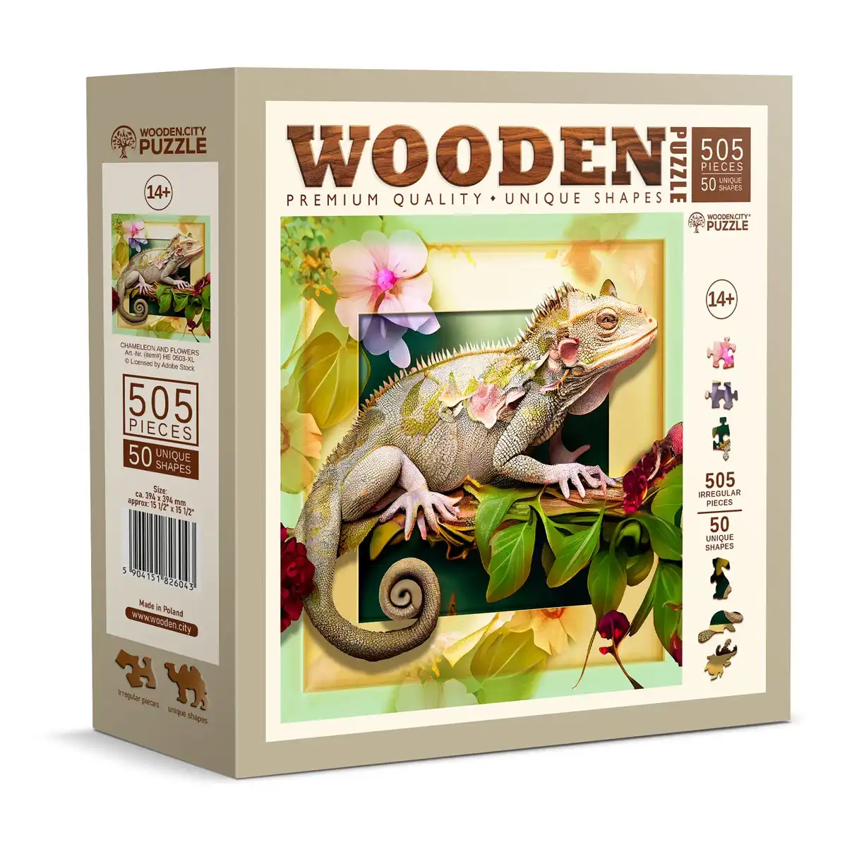 Houten Legpuzzel Chameleon and Flowers 505 pcs